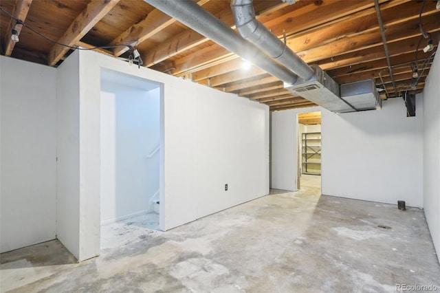 unfinished below grade area featuring visible vents