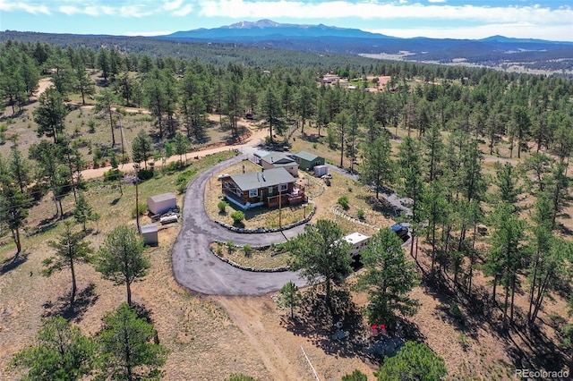 aerial view featuring a mountain view