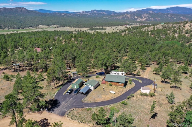 drone / aerial view with a mountain view