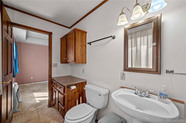 701/700 Bella Vista Ln, Cotopaxi, CO 81223 - bathroom with toilet, ornamental molding, and a sink
