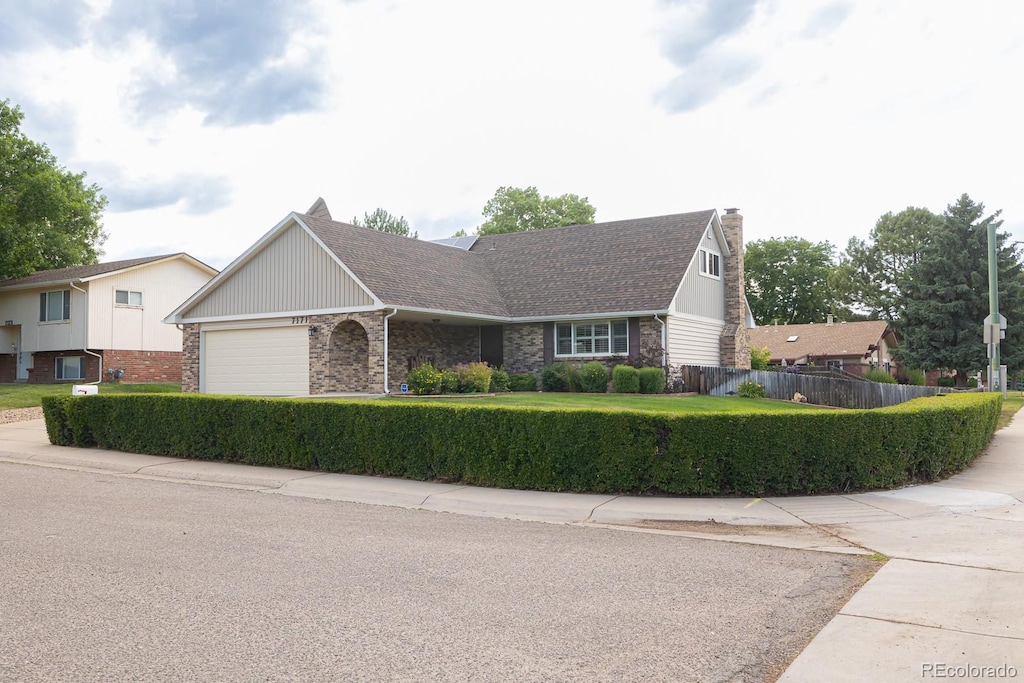 view of front of home with a garage