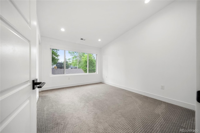 1490 S Vine St, Denver, CO 80210 - empty room with carpet, recessed lighting, baseboards, and lofted ceiling