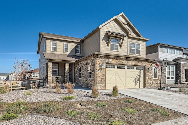 craftsman inspired home with a garage