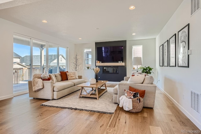 living room featuring light hardwood / wood-style flooring