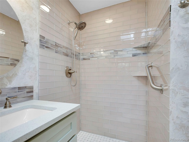 5336 High Rd, Evergreen, CO 80439 - bathroom with vanity and a tile shower