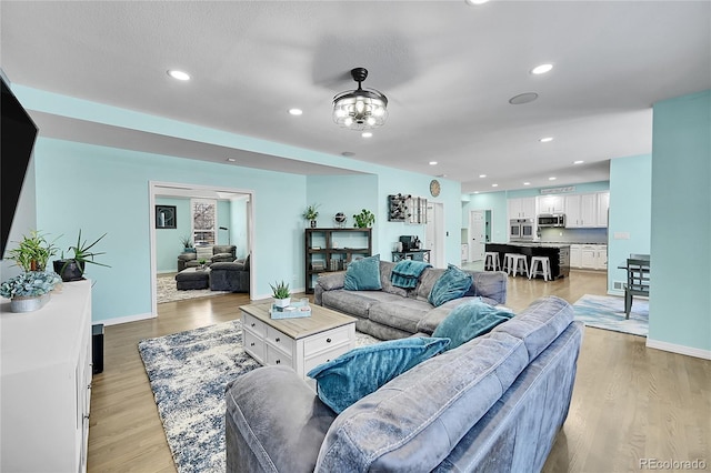 living room featuring light hardwood / wood-style flooring