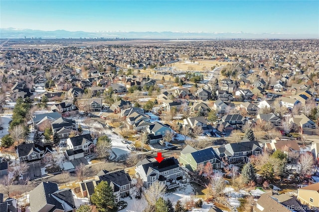 bird's eye view featuring a mountain view