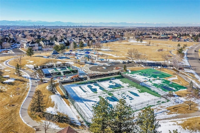 drone / aerial view with a mountain view