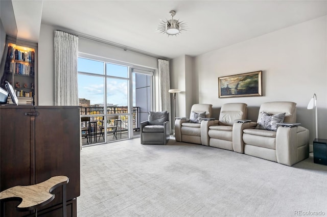 living room with light carpet