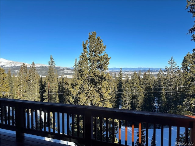 deck featuring a mountain view