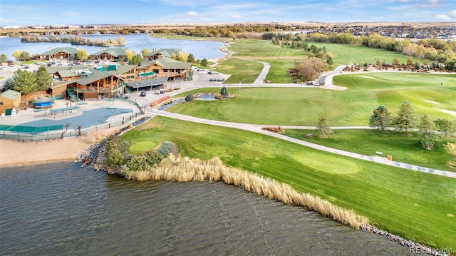 1585 Winter Glow Dr, Windsor, CO 80550 - aerial view featuring view of golf course and a water view
