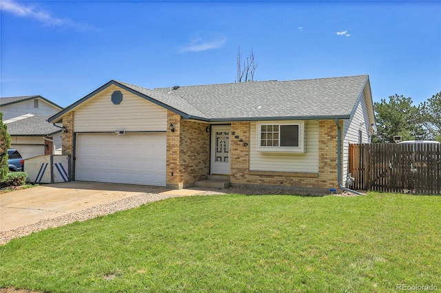 7610 S Garland St, Littleton, CO 80128 - ranch-style home featuring brick siding, a garage, driveway, and roof with shingles