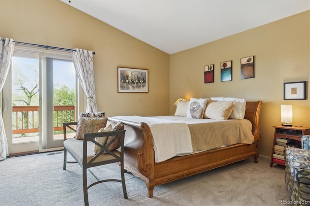 7289 Stroh Rd, Parker, CO 80134 - bedroom with access to outside, vaulted ceiling, and carpet floors