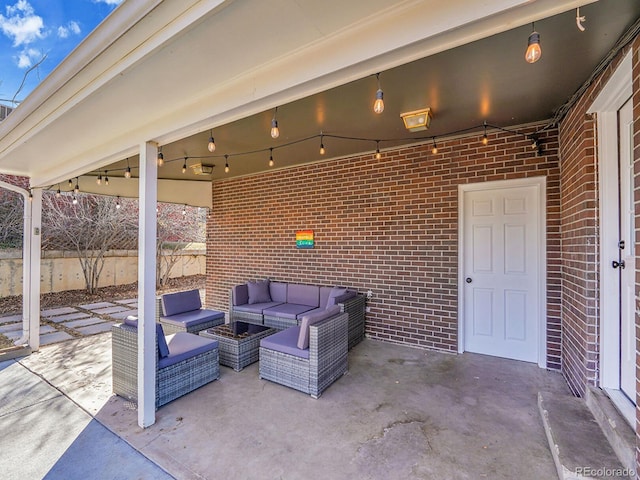 view of patio with an outdoor living space