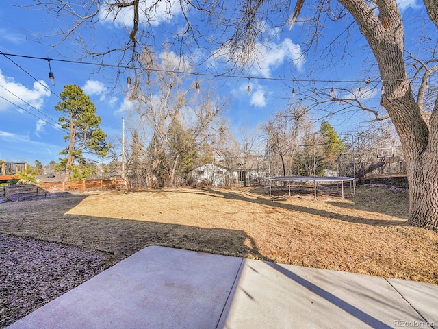 view of yard featuring a trampoline