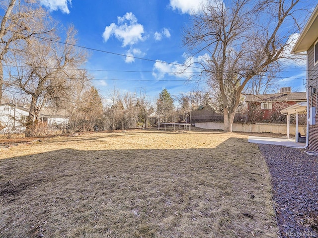 view of yard with a trampoline