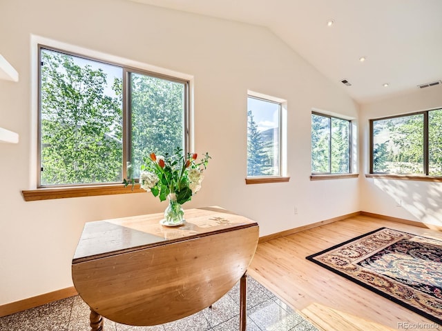40 Cove Blvd Unit G40, Dillon, CO 80435 - dining room with baseboards, vaulted ceiling, and recessed lighting