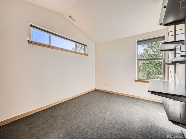 40 Cove Blvd Unit G40, Dillon, CO 80435 - unfurnished room with healthy amount of natural light, carpet flooring, vaulted ceiling, and baseboards