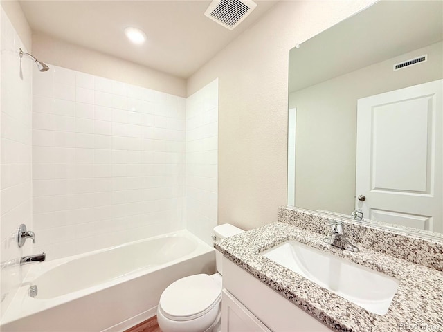 161 Robin Rd, Johnstown, CO 80534 - full bathroom featuring visible vents, toilet, bathtub / shower combination, and vanity