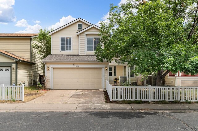 view of front of house with a garage