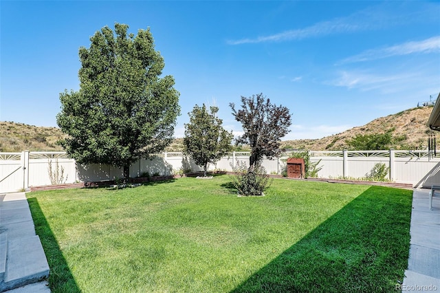 view of yard with a mountain view