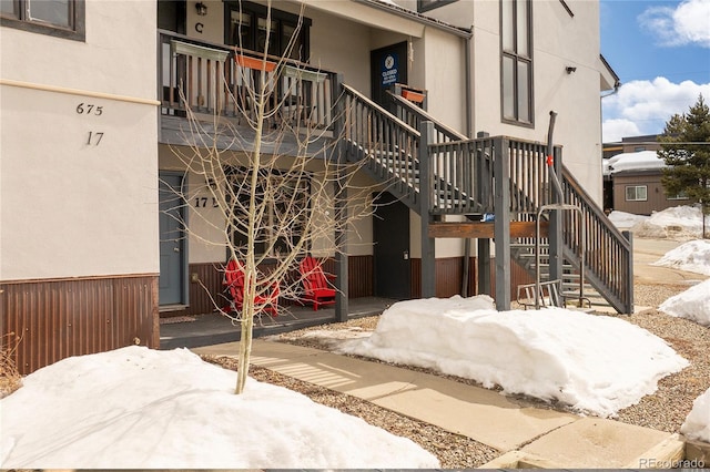 exterior space with stucco siding