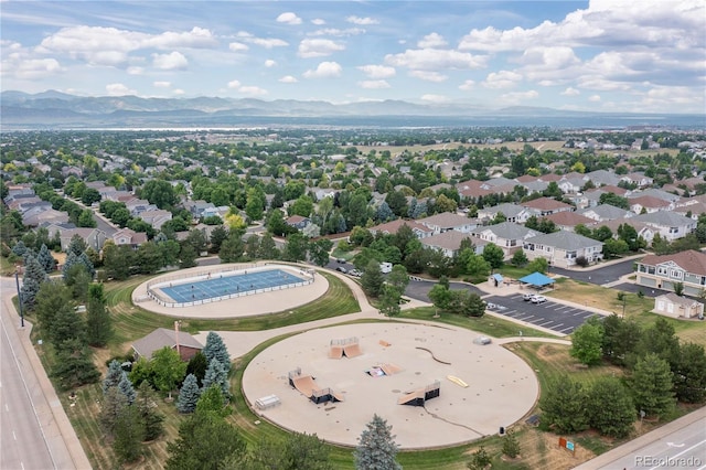 bird's eye view with a residential view and a mountain view