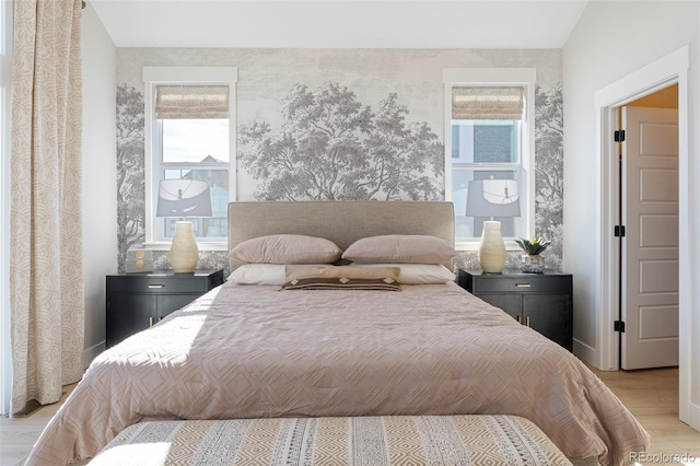 bedroom featuring light hardwood / wood-style flooring