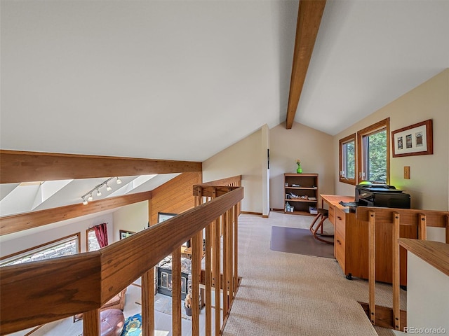 31412 N Bermuda Dunes Dr, Evergreen, CO 80439 - hall with light colored carpet, an office area, and an upstairs landing