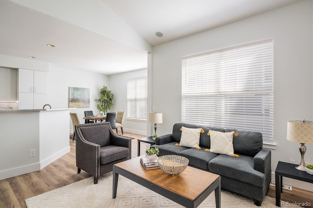 14000 Winding River Ct Unit T3, Broomfield, CO 80023 - living area featuring light wood-type flooring and vaulted ceiling