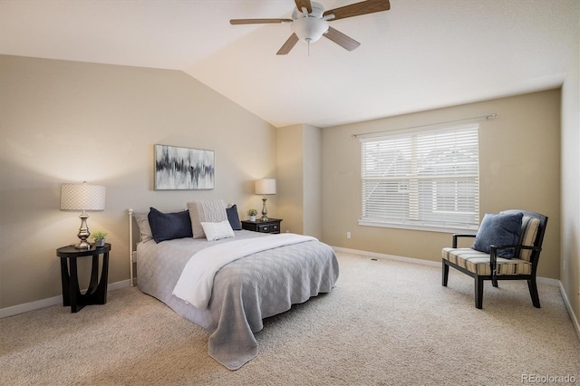 14000 Winding River Ct Unit T3, Broomfield, CO 80023 - bedroom featuring vaulted ceiling, carpet floors, and ceiling fan