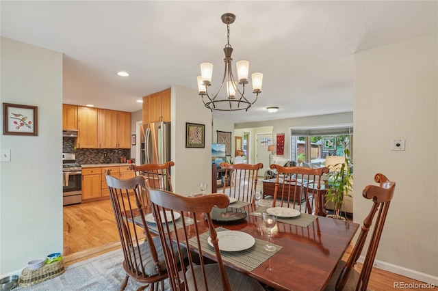 40 S 34th St, Boulder, CO 80305 - dining space featuring light wood-type flooring, a chandelier, and recessed lighting