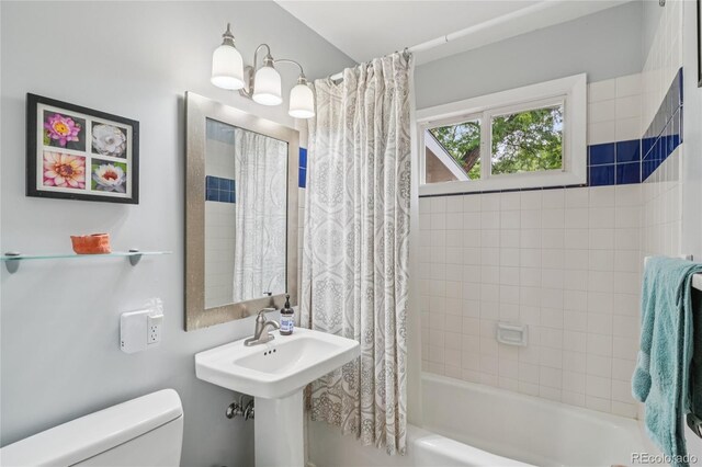 40 S 34th St, Boulder, CO 80305 - full bathroom featuring shower / bathtub combination with curtain and a chandelier