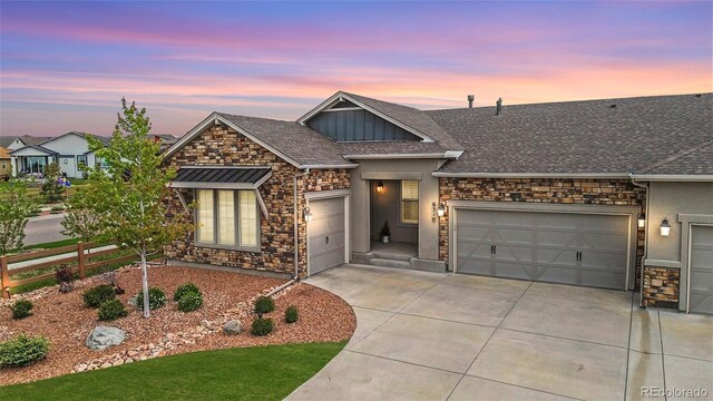 view of front of house with a garage