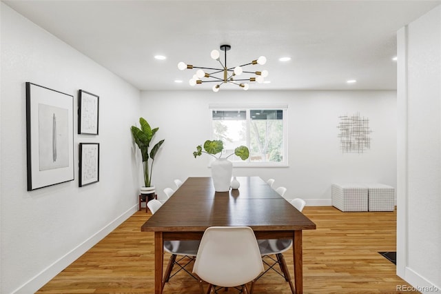 10250 W 33rd Ave, Wheat Ridge, CO 80033 - dining room with a chandelier, light wood-style flooring, and recessed lighting