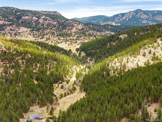 mountain view with a view of trees
