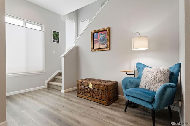 living area with light wood-type flooring