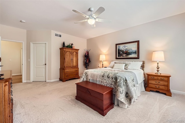 21107 Hawthorne Ln, Parker, CO 80138 - bedroom featuring light carpet and a ceiling fan