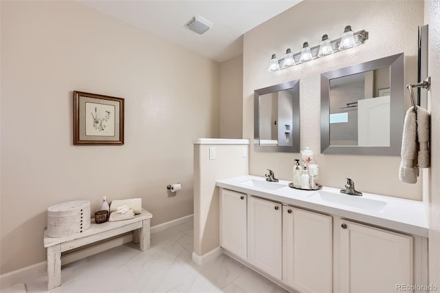 21107 Hawthorne Ln, Parker, CO 80138 - full bath featuring double vanity and marble look tile flooring