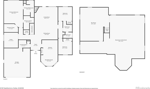 21107 Hawthorne Ln, Parker, CO 80138 - view of floor plan / room layout