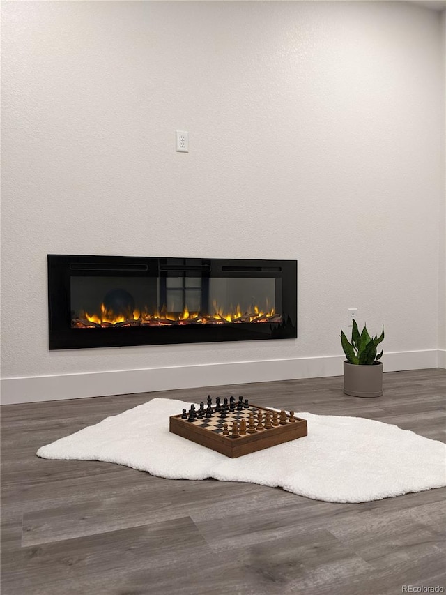 13788 Umatilla Ln, Broomfield, CO 80023 - detailed view of a glass covered fireplace and wood finished floors