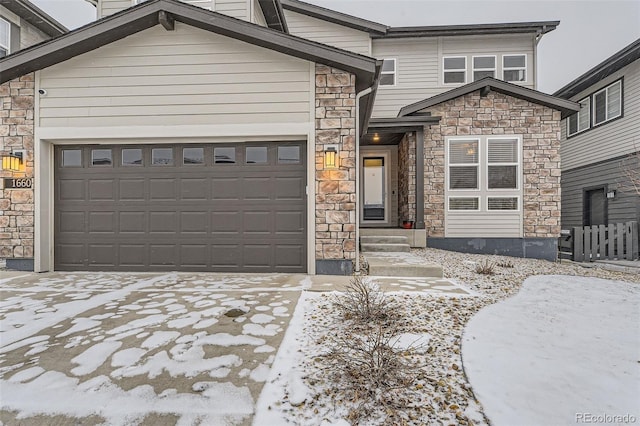 view of front of property featuring a garage