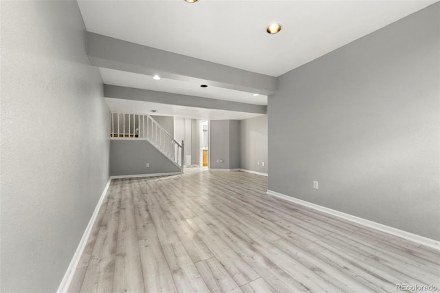 unfurnished living room featuring light wood-type flooring