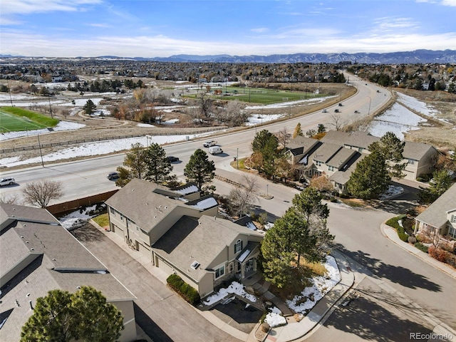 aerial view featuring a mountain view