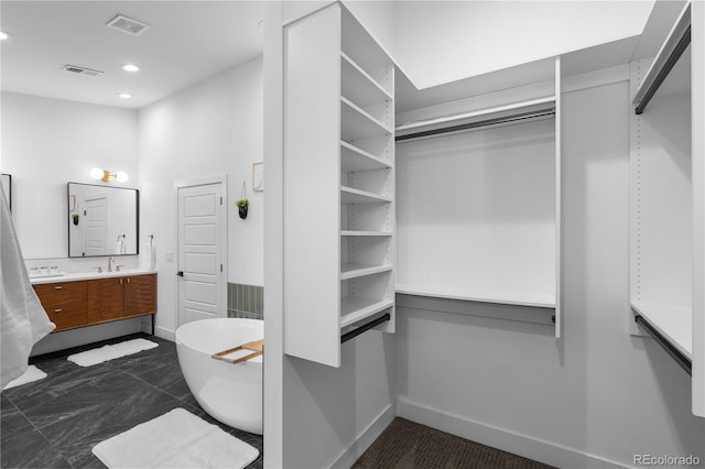 walk in closet featuring sink