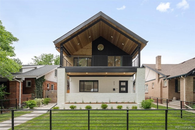 863 S Race St, Denver, CO 80209 - modern home featuring a balcony and brick siding