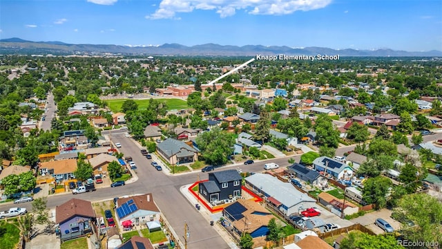 550 S Raleigh St, Denver, CO 80219 - aerial view of residential area featuring mountains