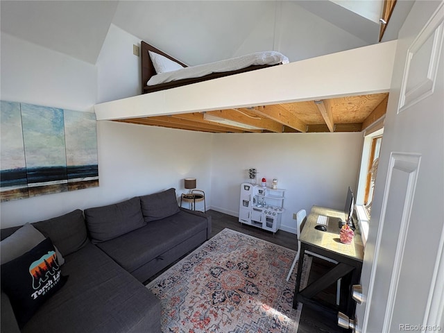 living room with dark wood-style floors