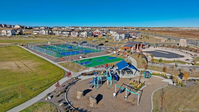 drone / aerial view with a residential view