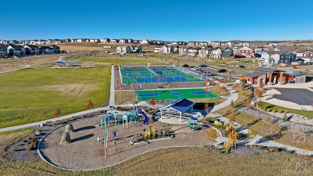 aerial view featuring a residential view